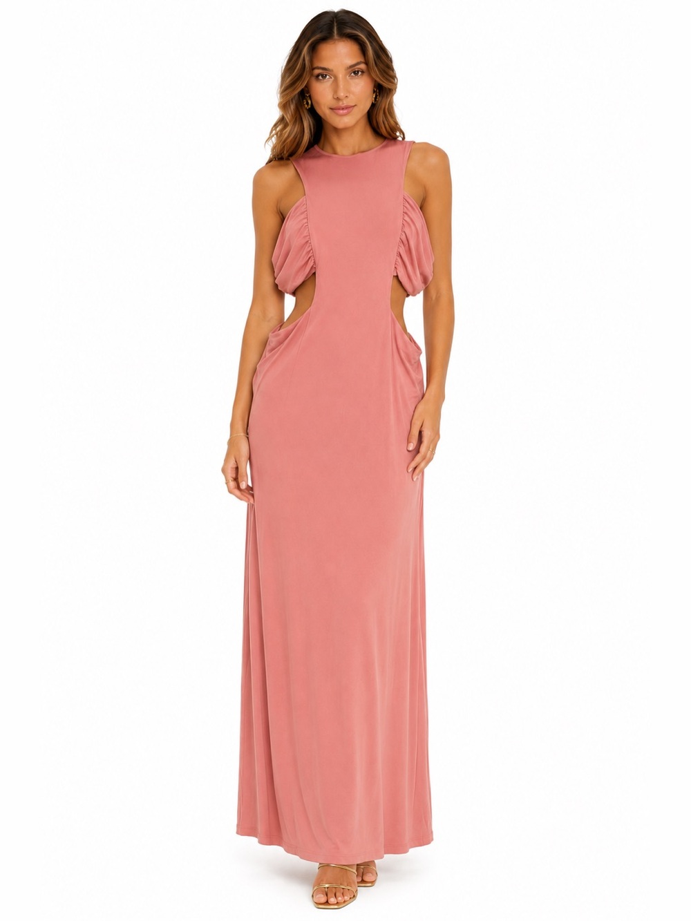 🤩MISA Los Angeles Blush Pink Cutout Maxi Dress NWT🤩